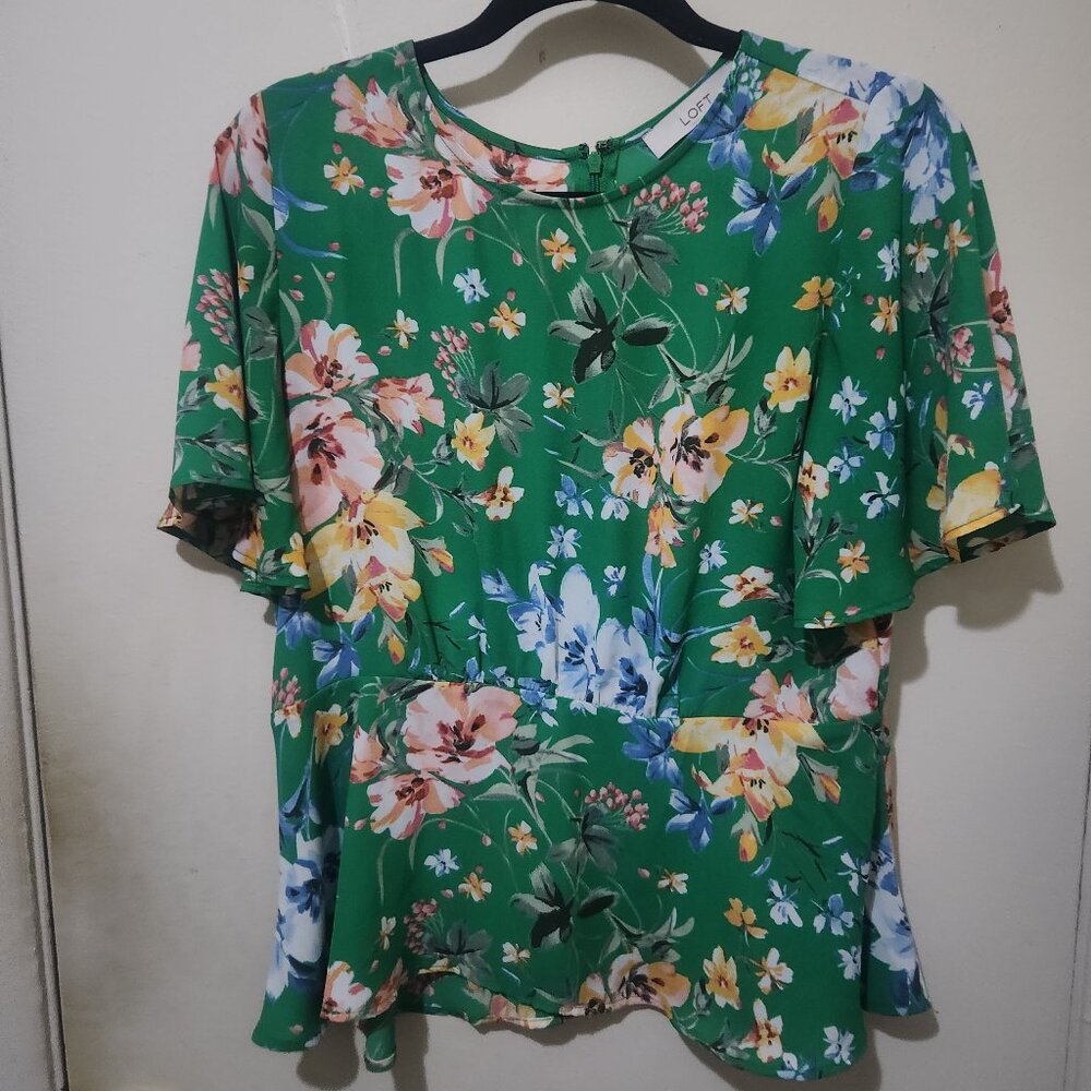 Loft Floral Sheer Blouse Multi Color Size 4 Final